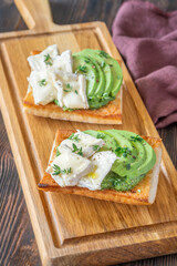 Ciabatta Sandwiches With Brie, Avocado, Creamy Spinach And Fresh Thyme Garnish