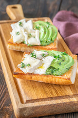 Ciabatta Sandwiches With Brie, Avocado, Creamy Spinach And Fresh Thyme Garnish