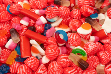 Tasty mix of jelly colorful candies.