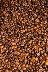 Coffee beans on a white background. Top view.