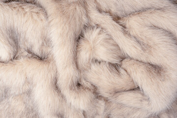Texture of faux fur as a background, top view.