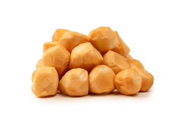 Piece of cheese isolated on white bacckground.