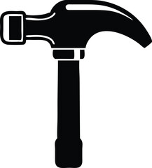 A single black hammer presents a minimalistic representation against a transparent backdrop clearly