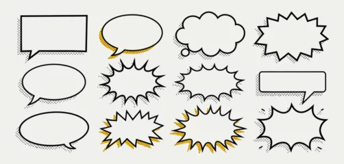 Fotobehang Pop Art Comic Book Style Speech Bubbles and Thought Bubbles Set  © Stocksitebd