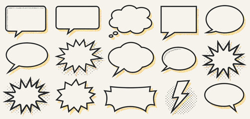 Collection of Retro Comic Book Speech Bubbles and Shapes © Stocksitebd