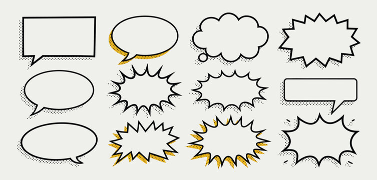 Fototapeta Comic Book Style Speech Bubbles and Thought Bubbles Set