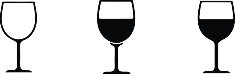 Colorful Wine Glass Silhouettes – Vector Icon Set

