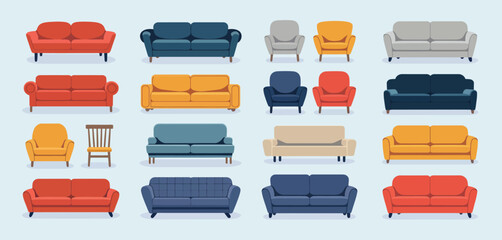 Collection of Colorful Modern Sofas and Armchairs