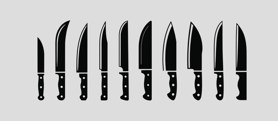 Collection of Various Kitchen Knife Silhouettes