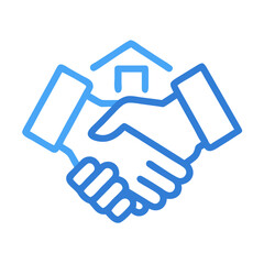 Real estate deal handshake agreement partnership home buying selling property investment success icon 100 on transparent background