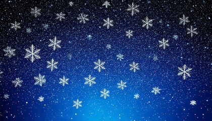 Beautiful winter background with snowflakes falling on a blue sky. Perfect for Christmas and New Year designs.