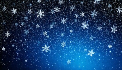 Beautiful winter background image with snowflakes falling on a dark blue night sky. Perfect for Christmas or winter holiday designs.
