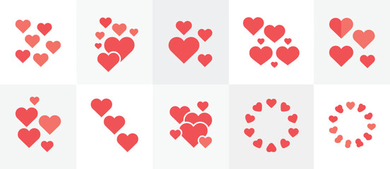 Collection of Red Heart Icons Various Arrangements