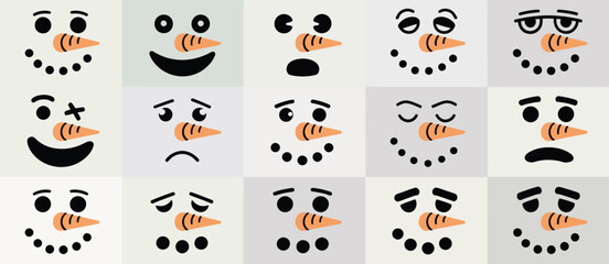 Fifteen Fun Snowman Faces for Winter Holidays
