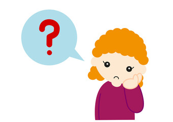 考える白人の女の子