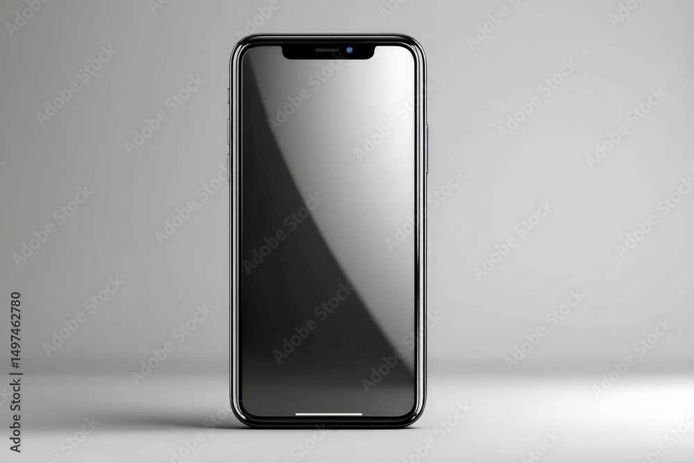 Poster Modern smartphone with sleek design against minimalistic background showcasing advanced technology features
