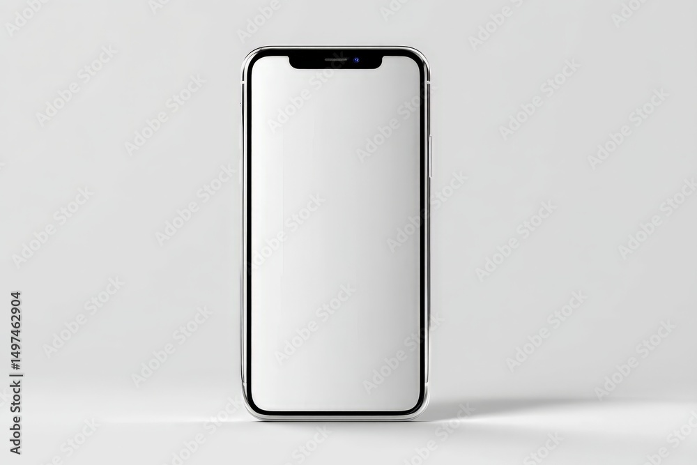 Poster smartphone with blank screen displayed on a minimalist background, highlighting modern design and te