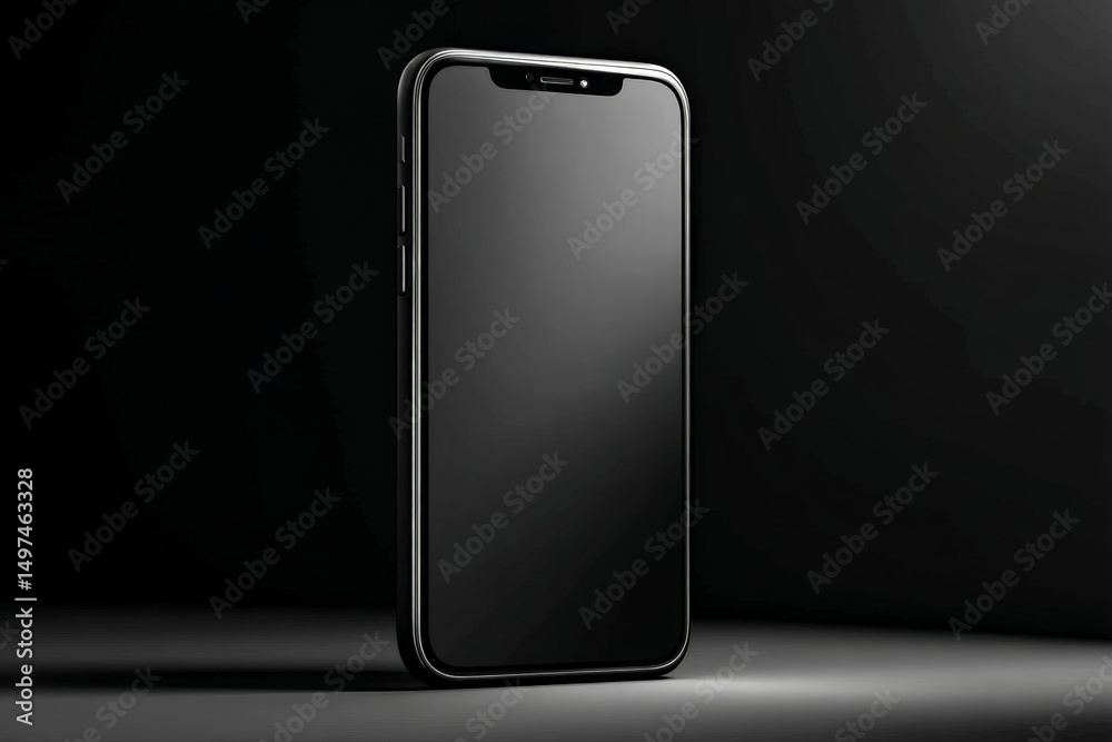 Poster mobile device with a sleek design featured against a dark background showcasing modern technology