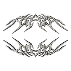 Tribal chrome shape 3D render on transparent background