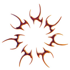 Metallic Tribal Sun Symbol – 3D Render on Transparent Background