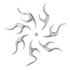 Tribal chrome shape 3D render on transparent background