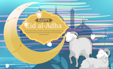 Flat background for islamic eid al-adha celebration