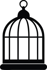 The stylized black birdcage emblem gives a stark and simple charm with a transparent background