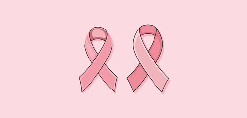 Two Pink Ribbons Breast Cancer Awareness Symbol