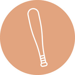 Minimal baseball bat icon on beige circular background