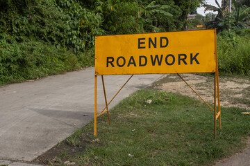 warning sign - End Road work