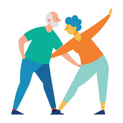 Elderly Couple Doing Exercises