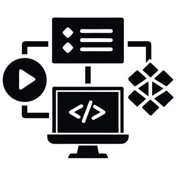 Software Developer element isolated coding languages icons on white background