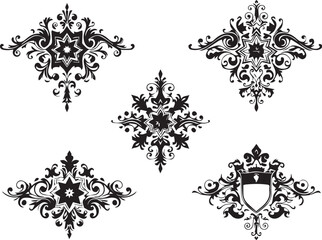 Obraz premium A set of elements, symbols, ornaments, mandalas. Hand drawn vector illustration