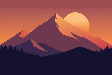 sunset in mountains
