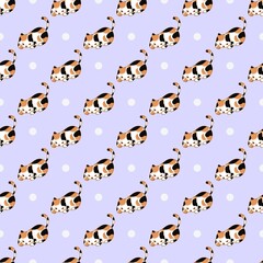 Cute tricolor cat suitable for screen printing on surface of objects.