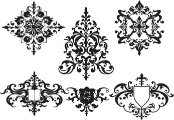 Naklejka premium A set of elements, symbols, ornaments, mandalas. Hand drawn vector illustration