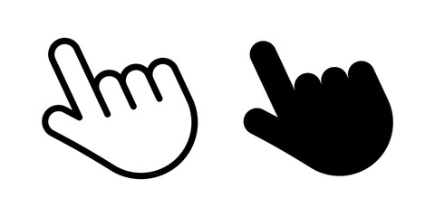 Vector isolated Hand Cursor icon set in black outline and fill