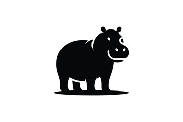 simple and unobtrusive Hippo vector silhouette illustration isolated in white background