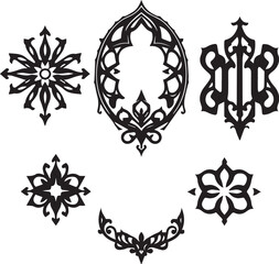 A set of elements, symbols, ornaments, mandalas. Hand drawn vector illustration