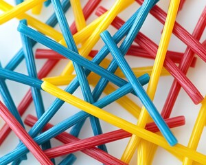 Fototapeta premium Colorful plastic rods in a chaotic arrangement