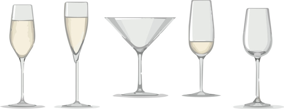 Create a kinds of drink glass icon set vector design template. Isolated on with white background