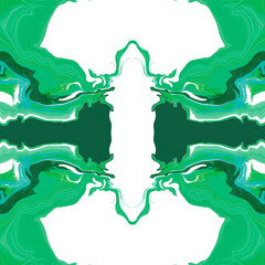 A forest green and white symmetrical artwork with bold, flowing textures and a central mirror axis — earthy and balanced.
