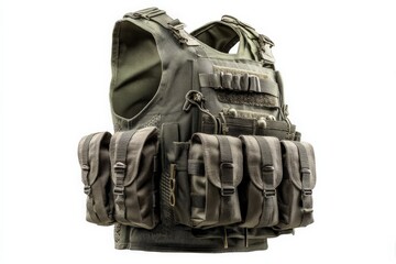 Tactical military vest featuring multiple pouches for gear storage and equipment access during field operations