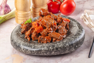 Hungarian goulash with beef meat