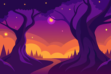 Fototapeta premium night landscape with moon