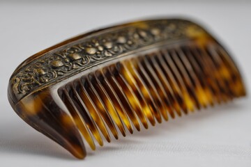 Ornate hair comb showcasing intricate design and craftsmanship from a past era