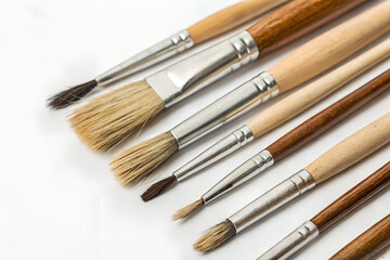 Fototapeta premium Collection of paintbrushes isolated on white background
