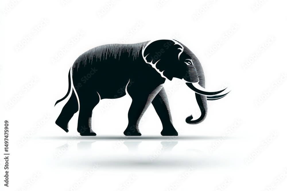 Poster elegant silhouette of an elephant walking gracefully through a minimalistic artistic design
