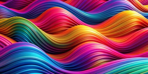 Obraz premium Abstract Colorful Wavy Lines, Digital Art, 3D Render, Abstract Background, Abstract, 3D, Art