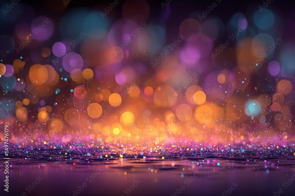 Aufkleber Colorful bokeh backdrop creates a magical atmosphere for creative projects and events in the evening setting